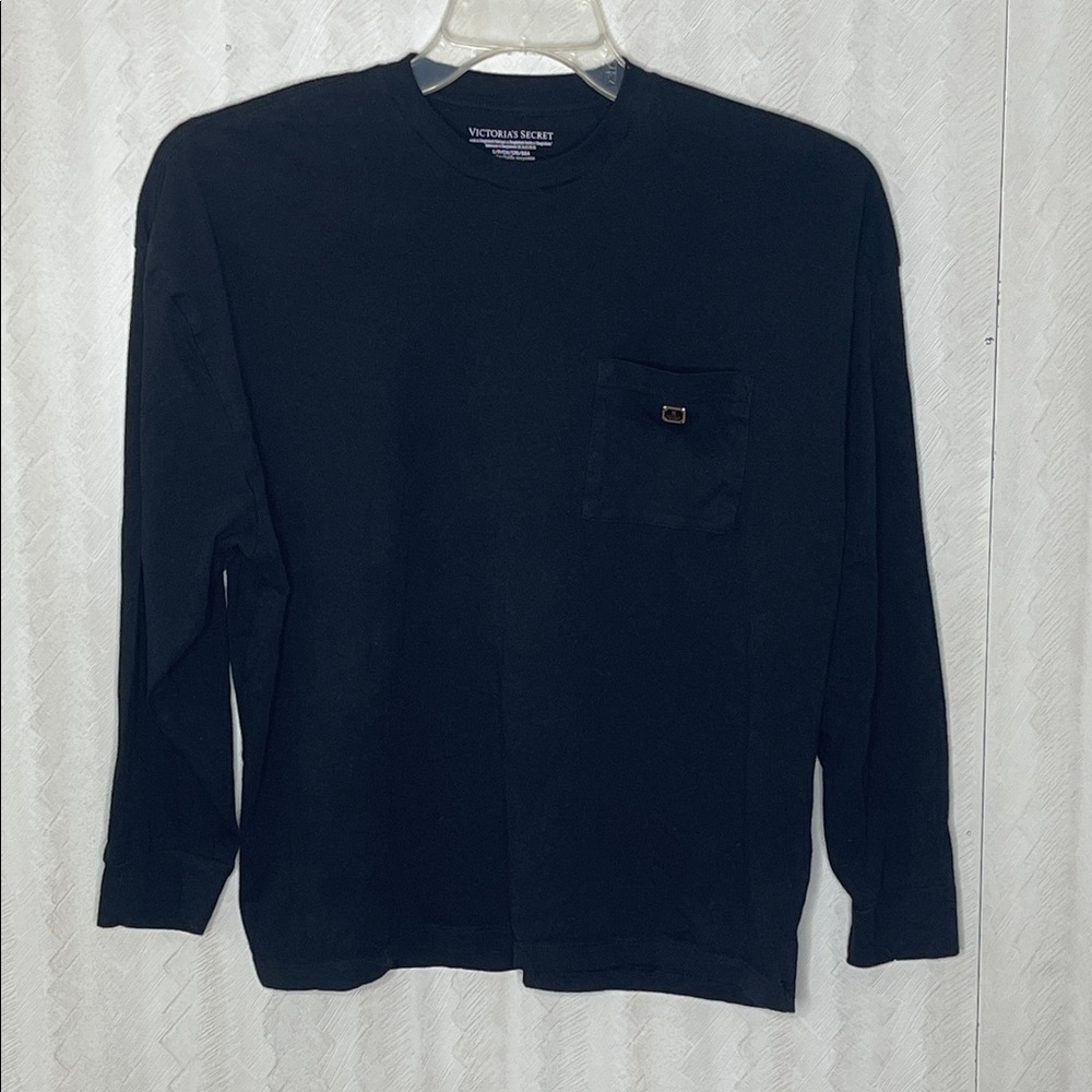 ❤️ VICTORIAS SECRET Front Pocket emblem long Sleeve Shirt Size S - Picture 2 of 4